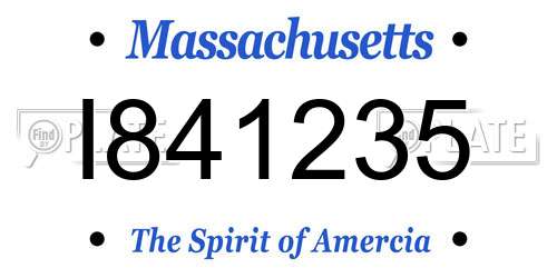 I841235 Massachusetts License Plate