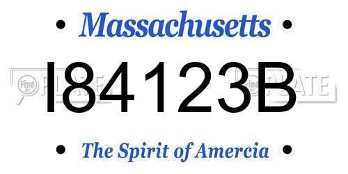 I84123B Massachusetts License Plate