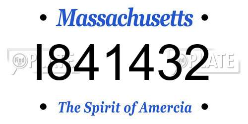 I841432 Massachusetts License Plate