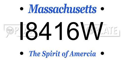 I8416W Massachusetts License Plate