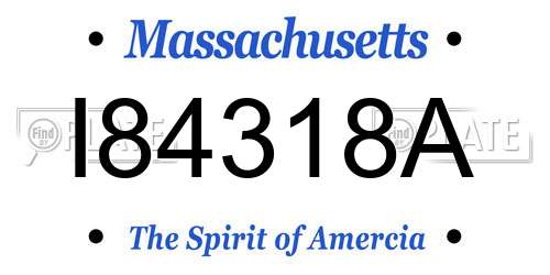 I84318A Massachusetts License Plate