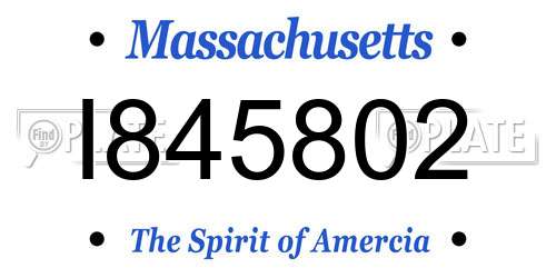 I845802 Massachusetts License Plate