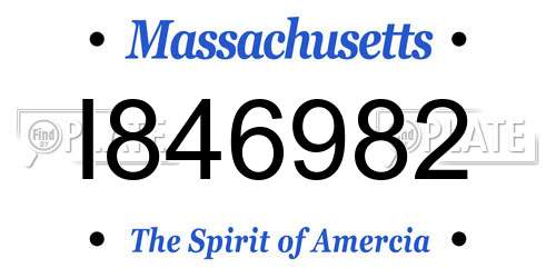 I846982 Massachusetts License Plate
