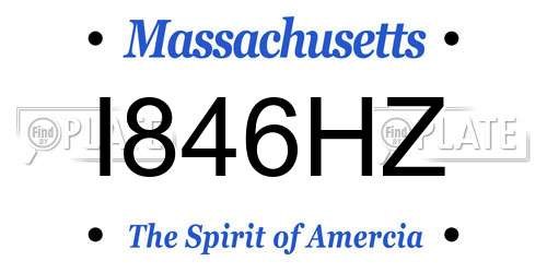 I846HZ Massachusetts License Plate