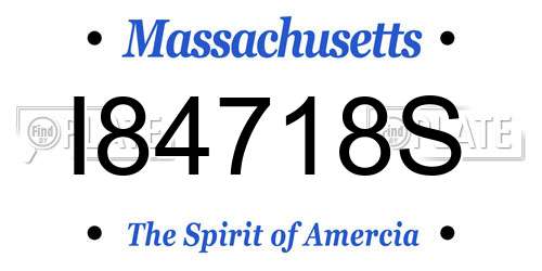 I84718S Massachusetts License Plate