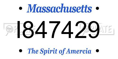 I847429 Massachusetts License Plate