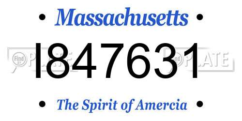 I847631 Massachusetts License Plate