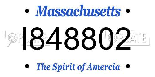 I848802 Massachusetts License Plate