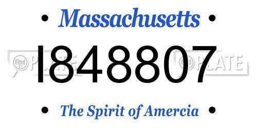 I848807 Massachusetts License Plate