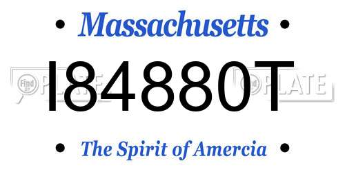 I84880T Massachusetts License Plate
