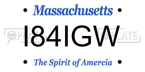 I84IGW Massachusetts License Plate