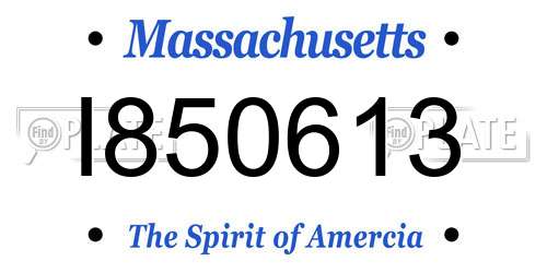 I850613 Massachusetts License Plate