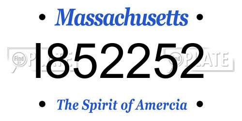 I852252 Massachusetts License Plate