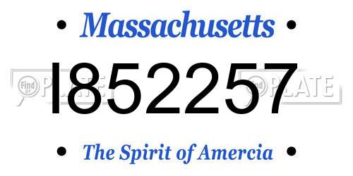 I852257 Massachusetts License Plate