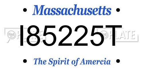 I85225T Massachusetts License Plate