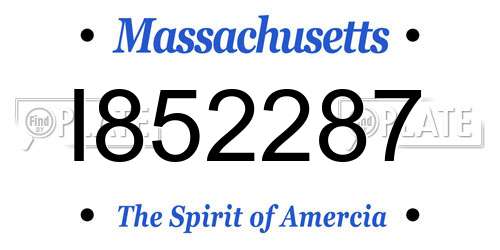 I852287 Massachusetts License Plate