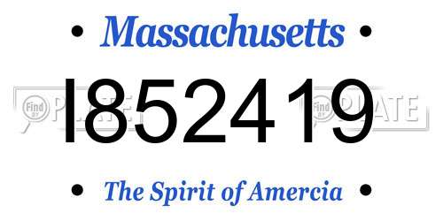 I852419 Massachusetts License Plate