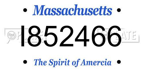 I852466 Massachusetts License Plate