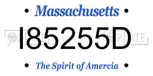 I85255D Massachusetts License Plate