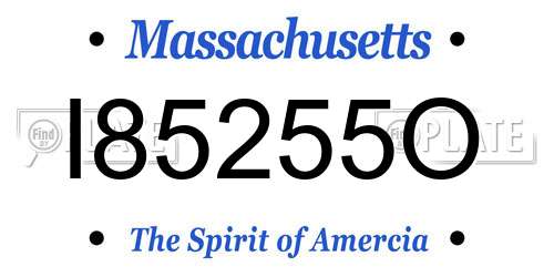 I85255O Massachusetts License Plate