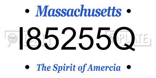 I85255Q Massachusetts License Plate