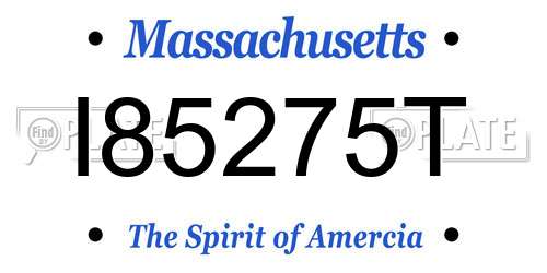 I85275T Massachusetts License Plate