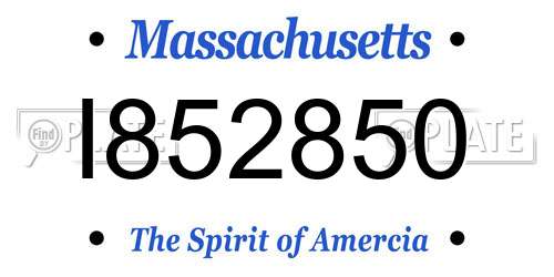 I852850 Massachusetts License Plate