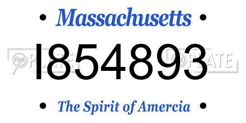 I854893 Massachusetts License Plate