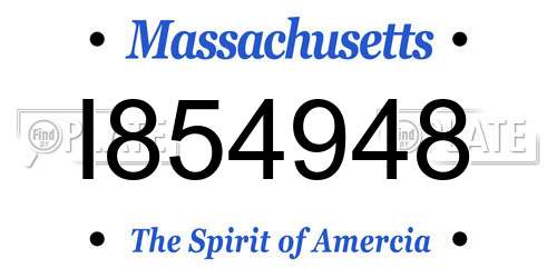 I854948 Massachusetts License Plate