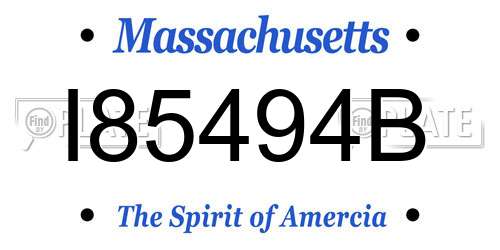 I85494B Massachusetts License Plate