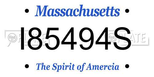 I85494S Massachusetts License Plate