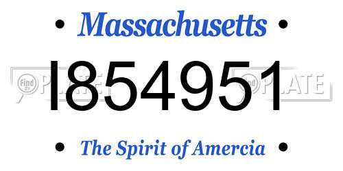 I854951 Massachusetts License Plate