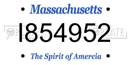 I854952 Massachusetts License Plate