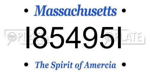 I85495I Massachusetts License Plate