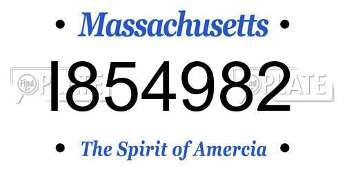 I854982 Massachusetts License Plate