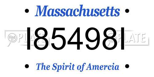 I85498I Massachusetts License Plate