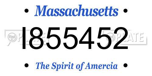 I855452 Massachusetts License Plate