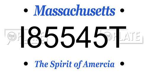 I85545T Massachusetts License Plate