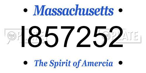 I857252 Massachusetts License Plate