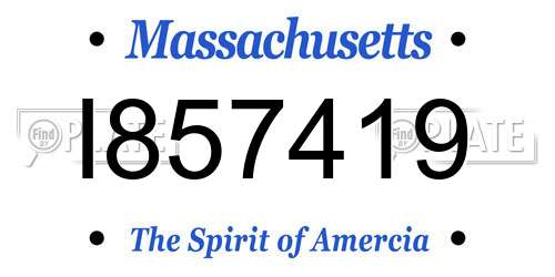 I857419 Massachusetts License Plate