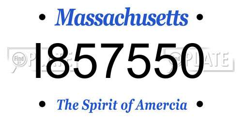 I857550 Massachusetts License Plate