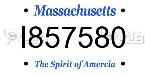 I857580 Massachusetts License Plate