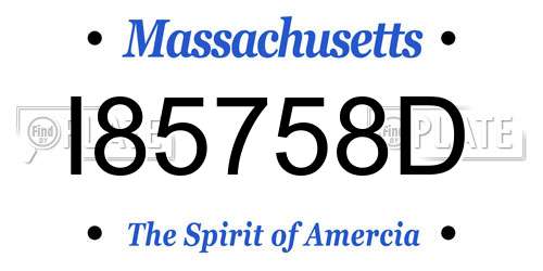 I85758D Massachusetts License Plate