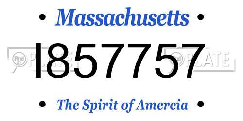 I857757 Massachusetts License Plate