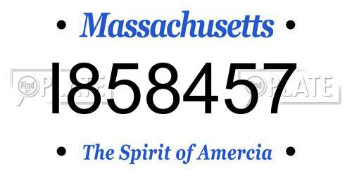 I858457 Massachusetts License Plate