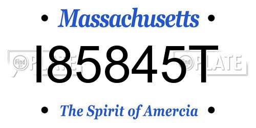 I85845T Massachusetts License Plate