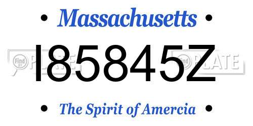 I85845Z Massachusetts License Plate