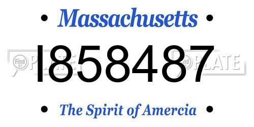 I858487 Massachusetts License Plate