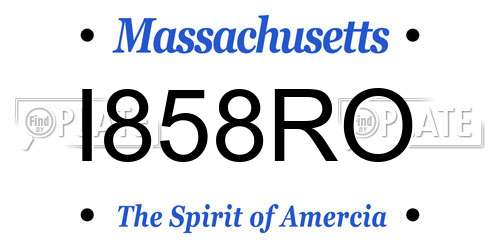 I858RO Massachusetts License Plate