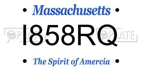 I858RQ Massachusetts License Plate